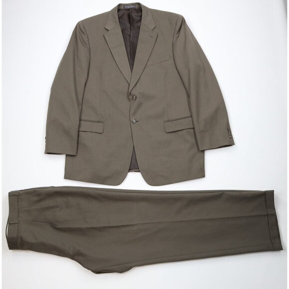 Vtg 90s Streetwear Mens 46L Wool Blend 2 Piece Wedding Suit Light Brown 40x32 - Picture 1 of 16